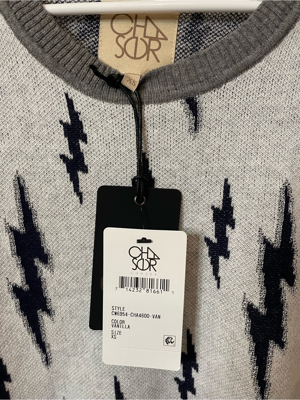 Chaser Crewneck Sweater with Lightning Bolt Pattern - Picture 3 of 6